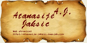 Atanasije Jakšić vizit kartica